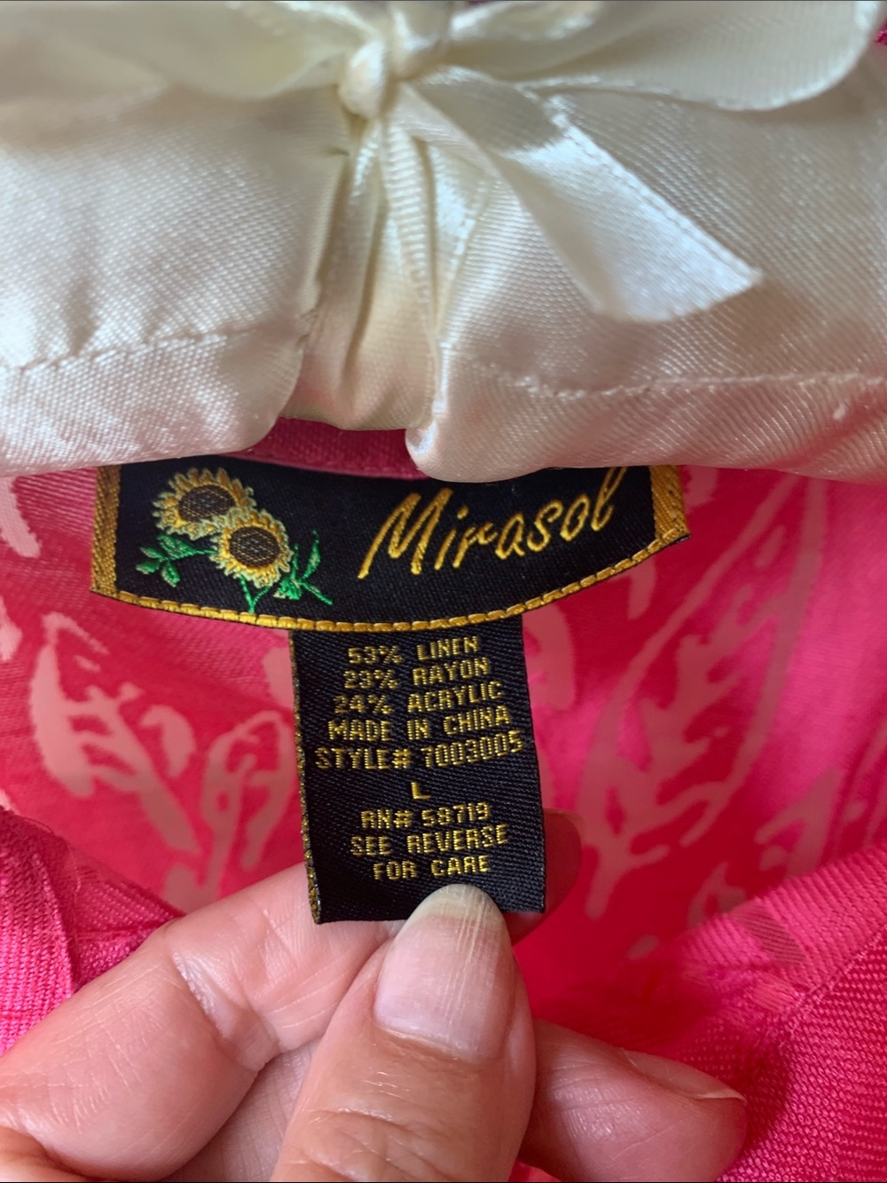 Mirasol Linen Rayon Hot Pink Sheer Button-Down Blouse - Picture 2 of 9
